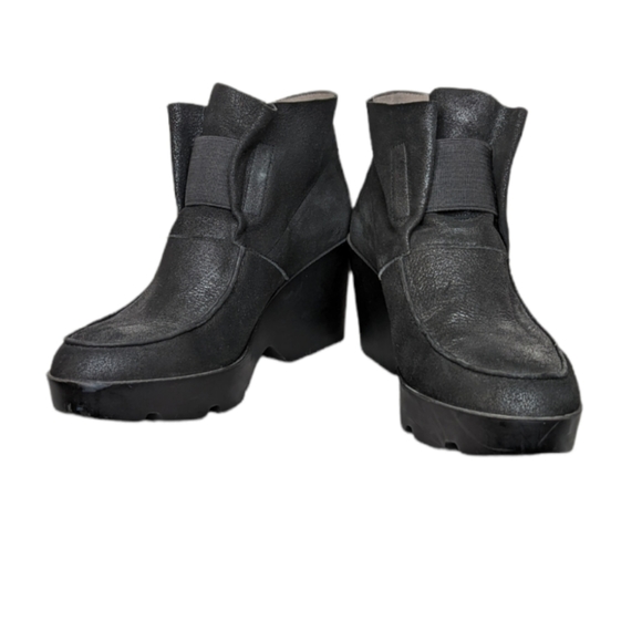 Eileen Fisher Shoes Women's Sz 7.5 Black Suede Wedge Platform Slip On - Picture 3 of 12